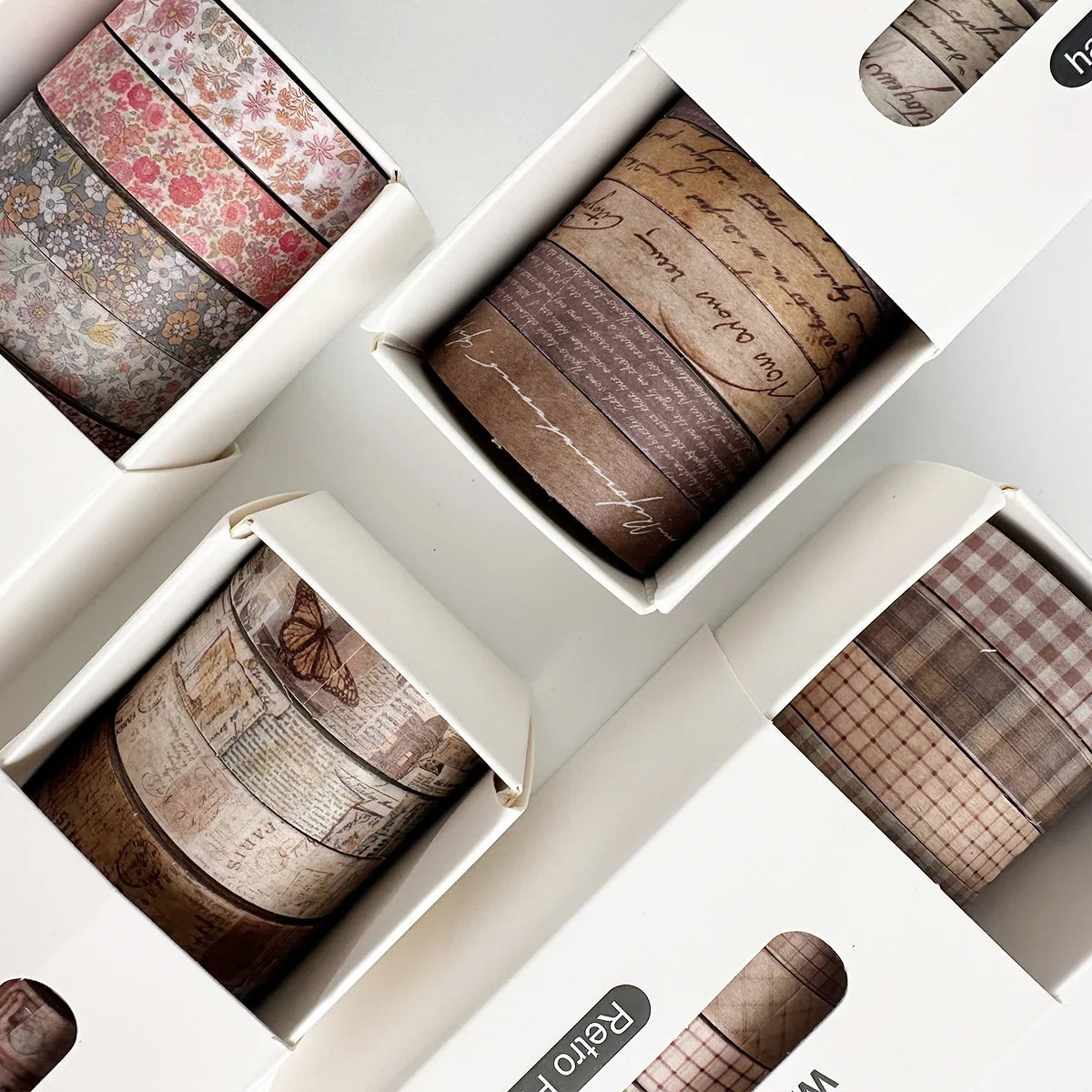 Retro Skinny Washi Tape Set (8 Rolls) ♡ Vintage Journaling Decor