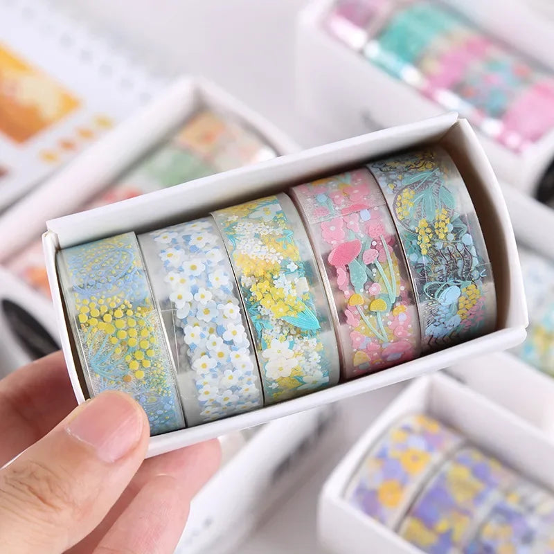 Kawaii Transparent Sticker Tape ♡ Decorative Washi Roll Set (5 Rolls)