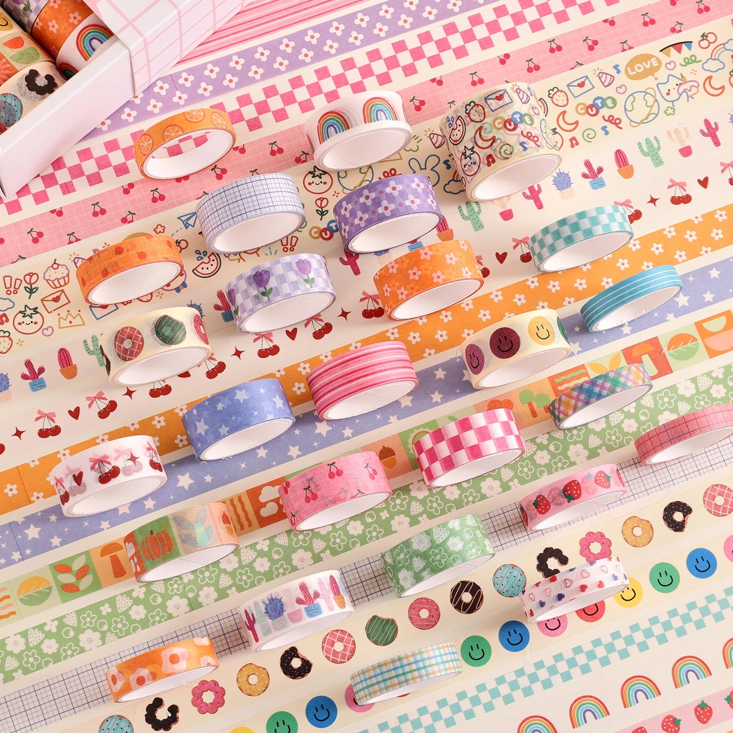 32 Rolls Colorful Floral Writable Washi Tape Set ♡ Cute Journaling & Scrapbooking Tapes