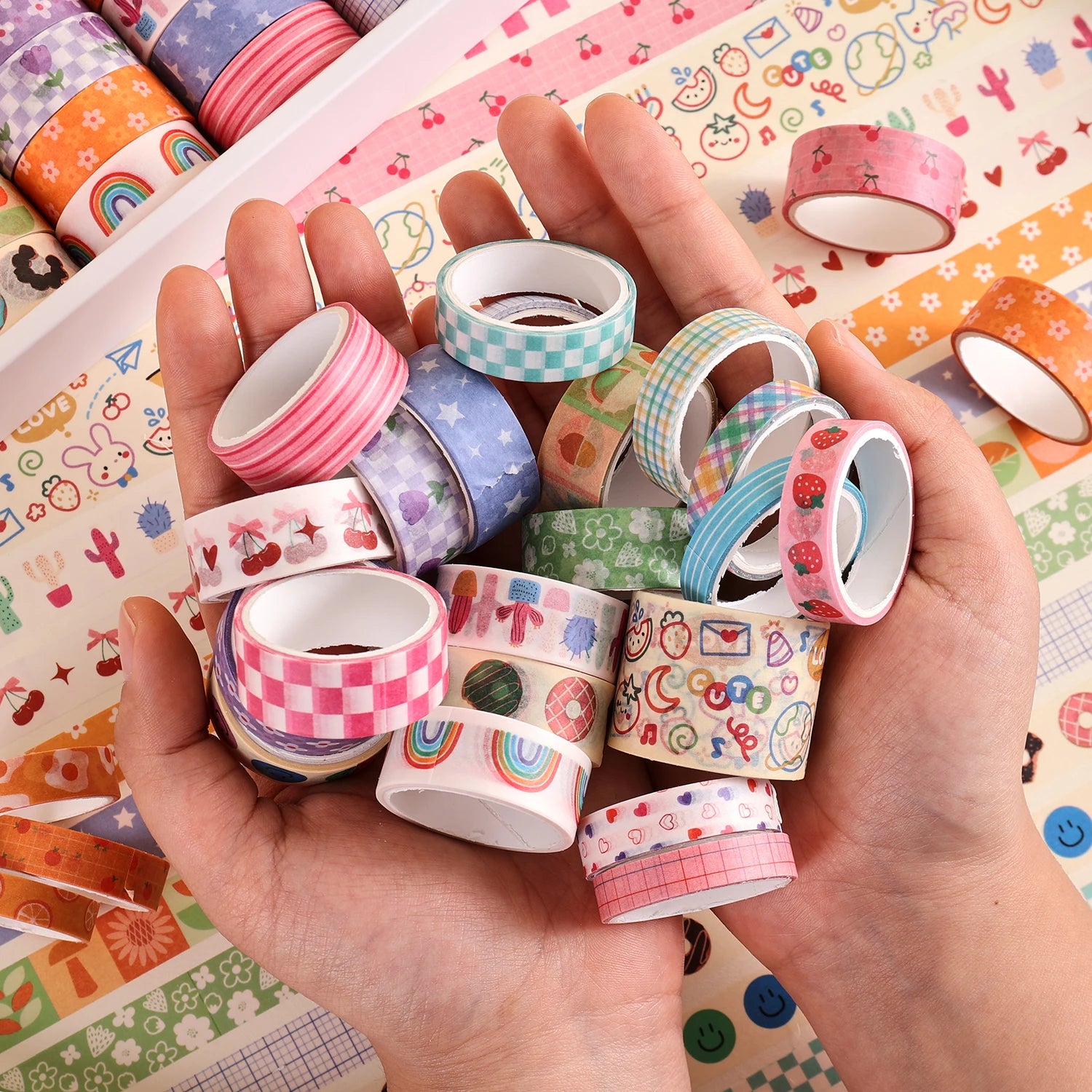 32 Rolls Colorful Floral Writable Washi Tape Set ♡ Cute Journaling & Scrapbooking Tapes
