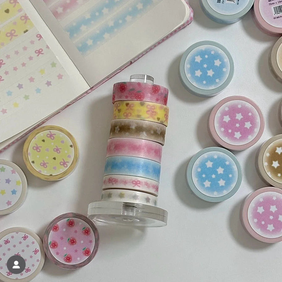 Soft Days Cherry Star Washi Tape ♡ 6-Piece Decorative Journaling Set