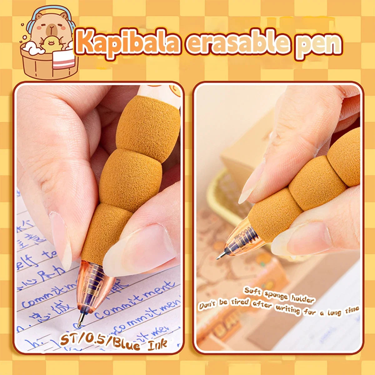 Soft Days Capybara Gel Pens ♡ Erasable & Refillable Kawaii Writing Set