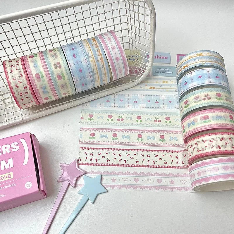 Soft Days Cherry Star Washi Tape ♡ 6-Piece Decorative Journaling Set