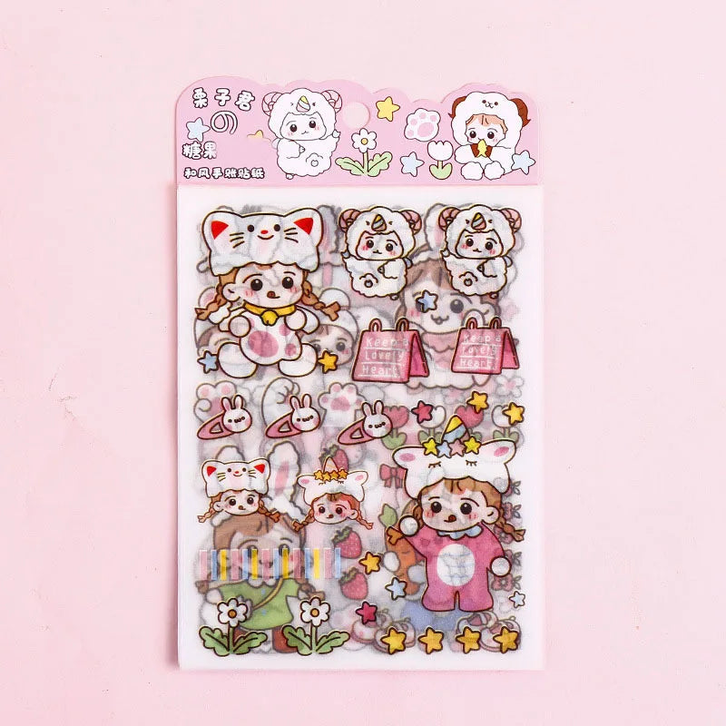 Kawaii 4Pcs Pink PET Decorative Stickers Pack ♡ Scrapbooking & Journaling Stickers