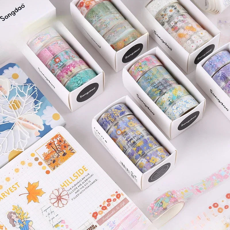 Kawaii Transparent Sticker Tape ♡ Decorative Washi Roll Set (5 Rolls)