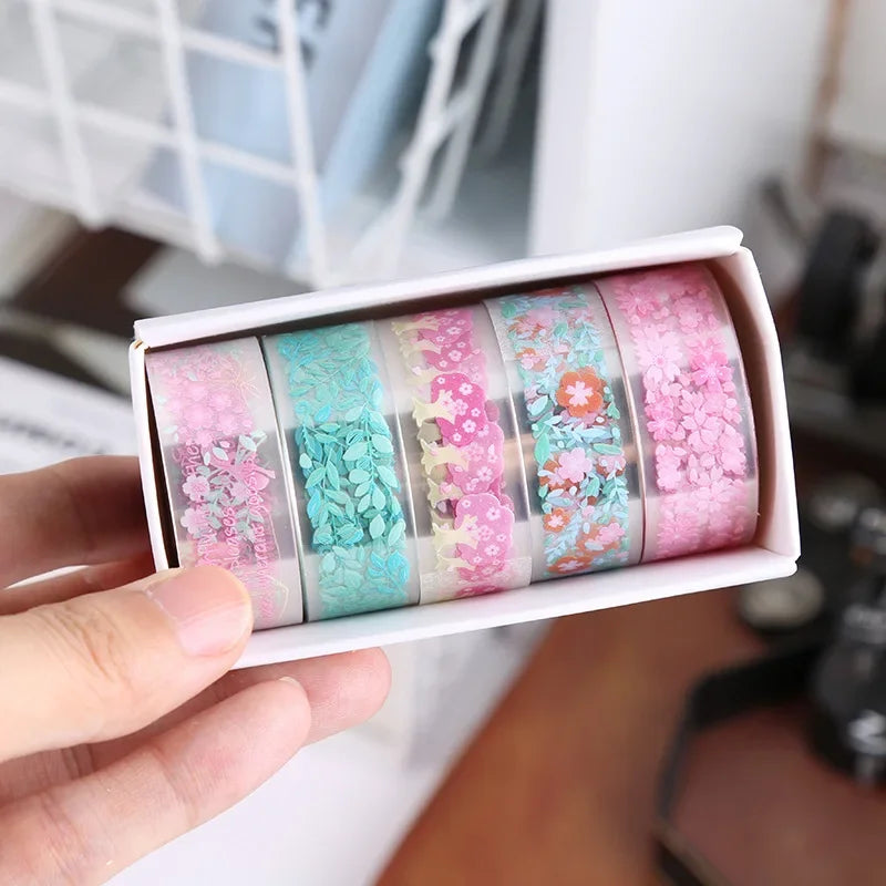 Kawaii Transparent Sticker Tape ♡ Decorative Washi Roll Set (5 Rolls)