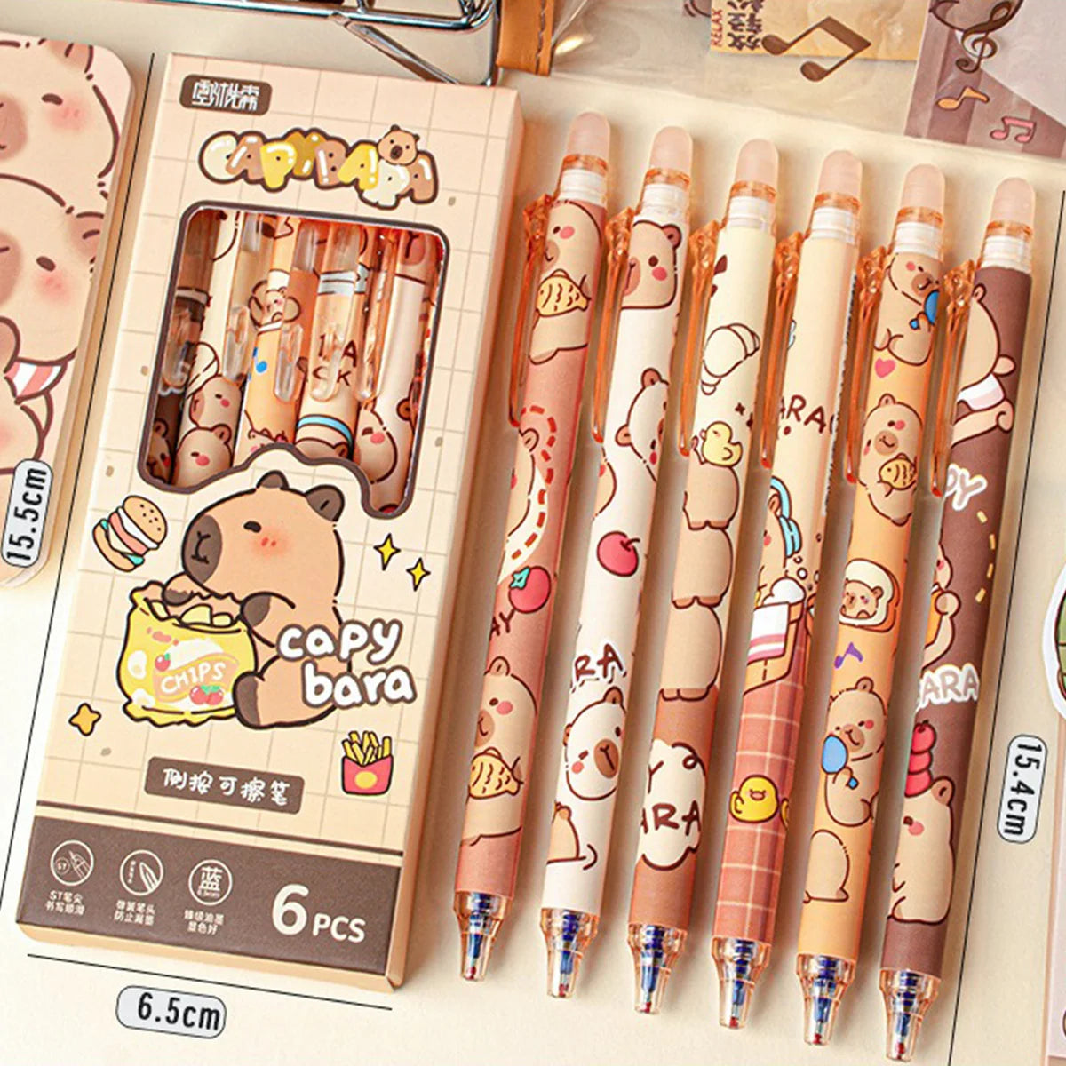 Soft Days Capybara Gel Pens ♡ Erasable & Refillable Kawaii Writing Set