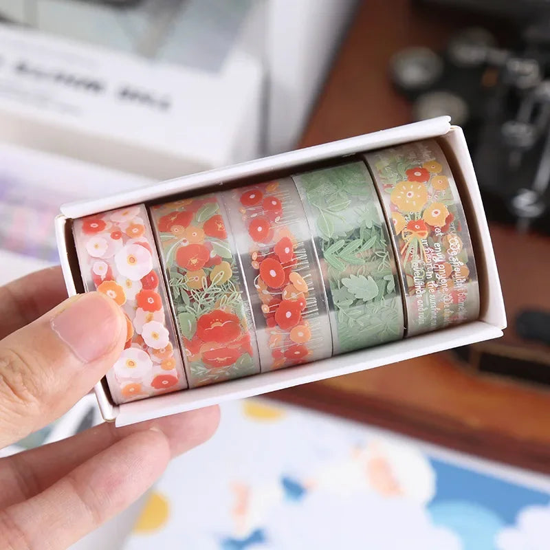 Kawaii Transparent Sticker Tape ♡ Decorative Washi Roll Set (5 Rolls)