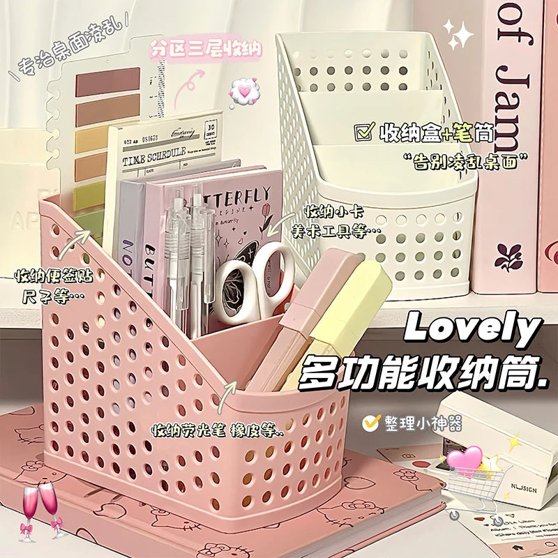 Soft Days Desktop Organizer ♡ Pastel Desk Storage for Stationery & Makeup