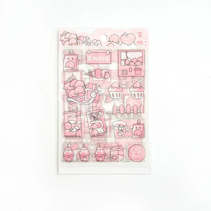 Kawaii 4Pcs Pink PET Decorative Stickers Pack ♡ Scrapbooking & Journaling Stickers
