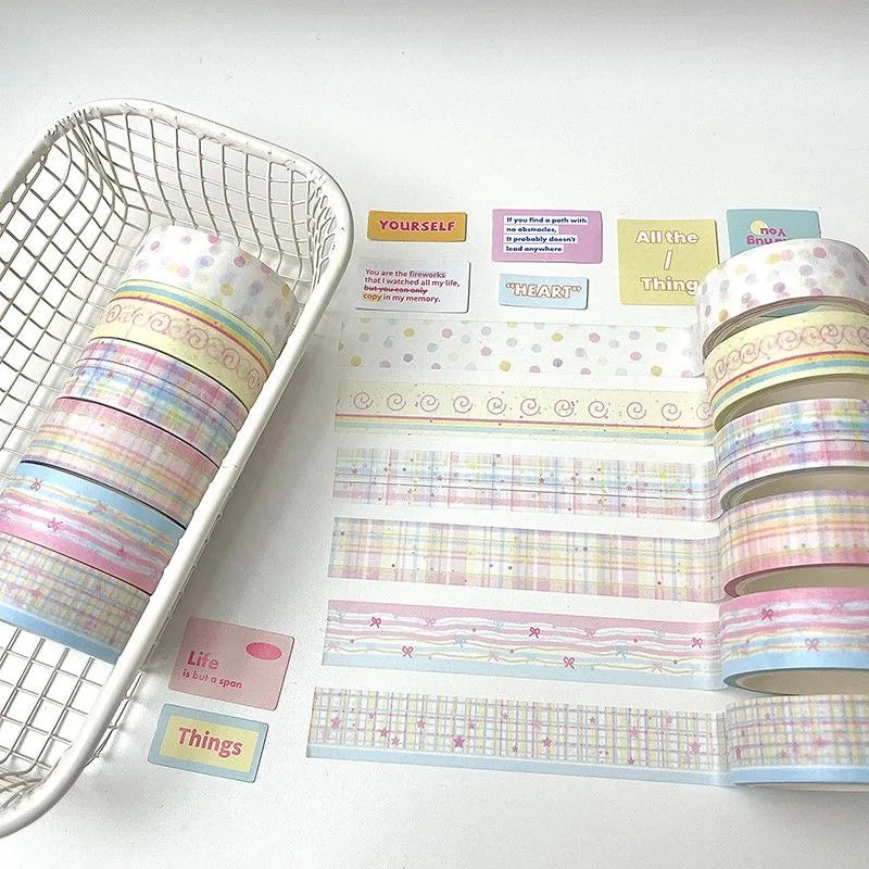 Soft Days Cherry Star Washi Tape ♡ 6-Piece Decorative Journaling Set