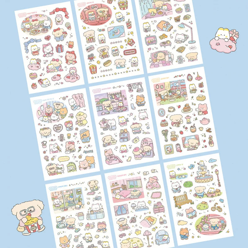 Cute Cartoon Bear Sticker Sheets ♡ Cozy Journal & Planner Stickers