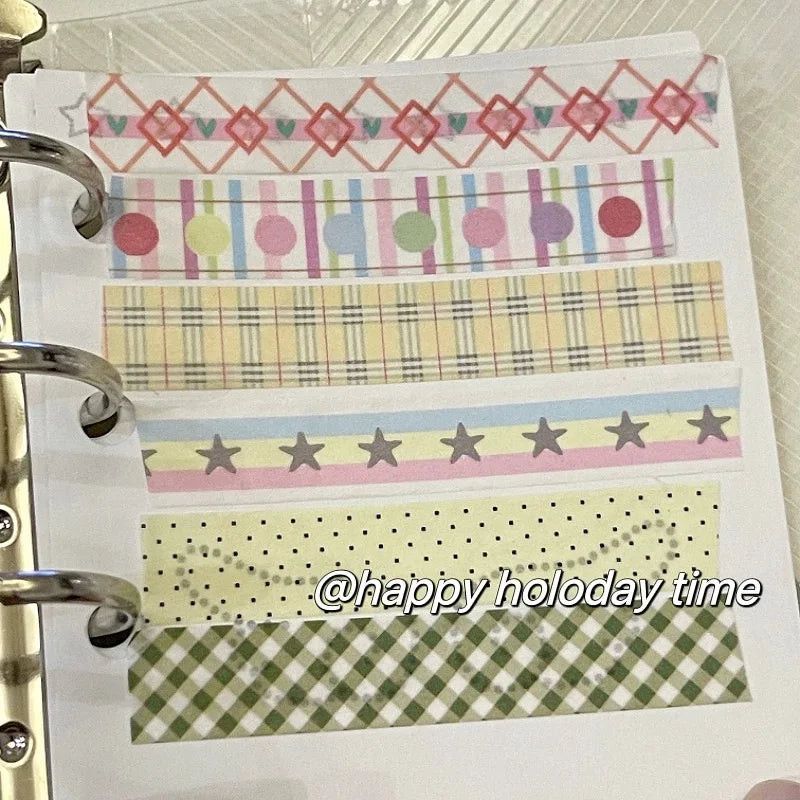 5-Roll Grid & Star Washi Tape Set ♡ Cozy Journaling Decor