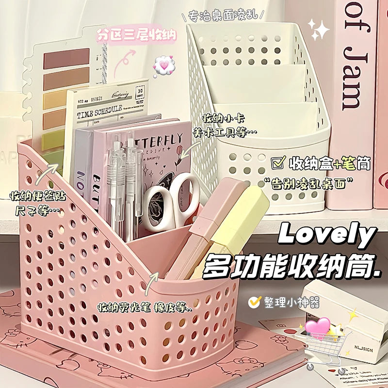 Soft Days Desktop Organizer ♡ Pastel Desk Storage for Stationery & Makeup