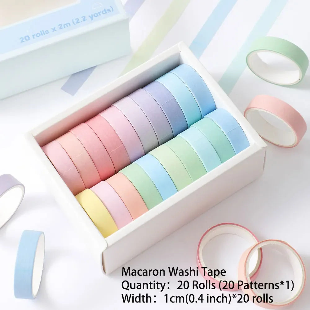 Simple Thin Washi Tape Set (20 Rolls) ♡ Soft Pastel Decor