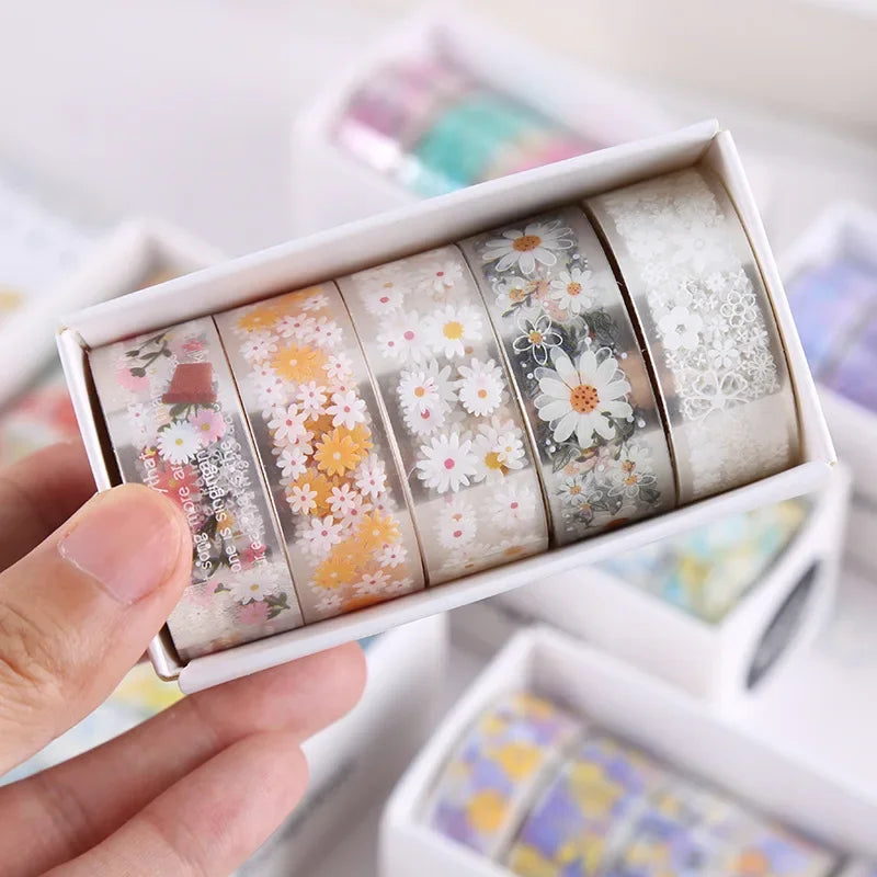Kawaii Transparent Sticker Tape ♡ Decorative Washi Roll Set (5 Rolls)