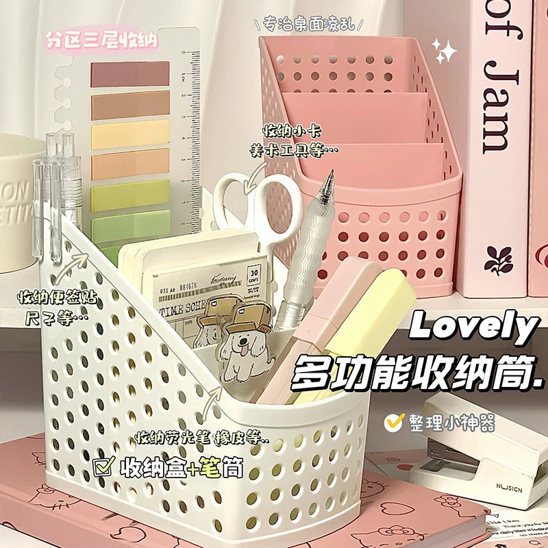 Soft Days Desktop Organizer ♡ Pastel Desk Storage for Stationery & Makeup