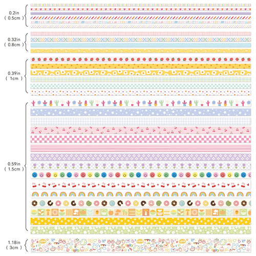 32 Rolls Colorful Floral Writable Washi Tape Set ♡ Cute Journaling & Scrapbooking Tapes
