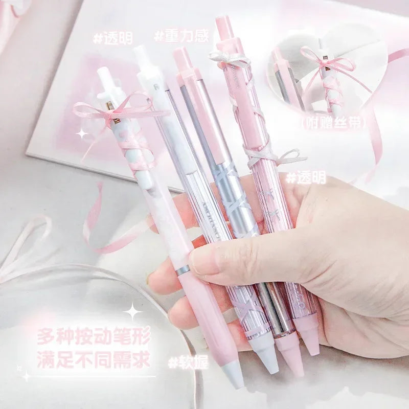 Soft Days Ballet Ribbon Gel Pens ♡ 4-Piece Aesthetic Writing Set